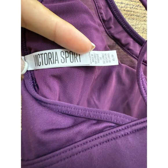 Victoria Sport Purple Mesh-Trim Strappy Back Sports Bra XS - Picture 3 of 5